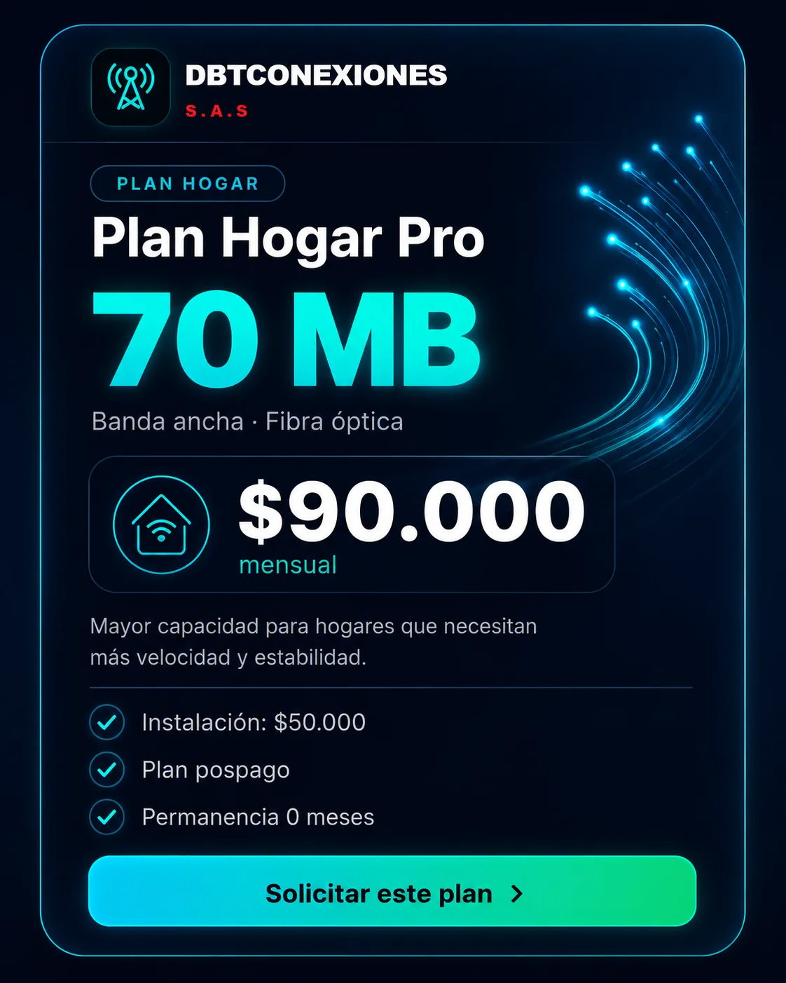 Plan Hogar Pro 70 MB